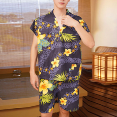 The Tok Tok 男士精美浴袍, 黑色大花, 1個