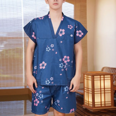 The Tok Tok 男士精美浴袍, 深藍花朵, 1個