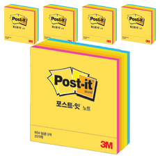 포스트잇 쓰리엠 형광노트 접착메모지 CU-33 76 x 76 mm, 혼합 색상, 225매, 5개
