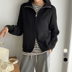 afinar 女款寬鬆日常拉鍊毛衣