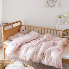 幼稚園秋冬牛奶針織棉被 100% 聚酯纖維, 蛋糕兔 粉色