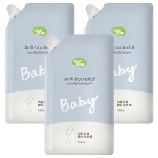 nac nac 抗菌防蟎嬰兒洗衣精 補充包, 1.1L, 3包