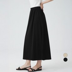 ELLEPARIS 여성용 쿨터치 쫀쫀 스트레치 립 밴딩 롱 스커트