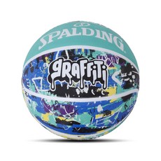 SPALDING 斯伯丁 塗鴉系列 橡膠 籃球 天空藍, SPA84373, 1顆