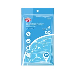 無染壓縮洗臉巾(12入), 無染色, 1入