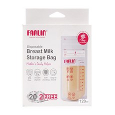 FARLIN 立體母乳保鮮袋 120ml 雙層夾鏈設計 站立保存更保鮮, 22個, 1盒