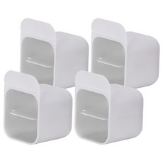 黏貼式桌面文具收納盒 雙格, 白色, 4個