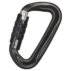 D型帶鎖登山扣, 7075航空鋁, 29g, 1個, 黑色