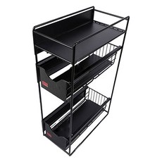 에버하우스 마그네틱 냉장고 보관 측면 렉 선반, 블랙, 3단