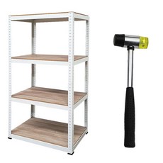 정리중독 조립식 철제 무볼트 앵글 선반 + 우레탄 망치, 혼합색상, 4단