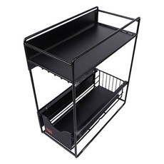 에버하우스 마그네틱 냉장고 보관 측면 렉 선반, 블랙, 2단