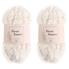 巨型安哥拉毛線 100g, 2個, 02 象牙米色