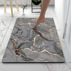 大理石北歐輕奢硅藻泥地墊, 50 x 80cm, 水墨灰, 1個