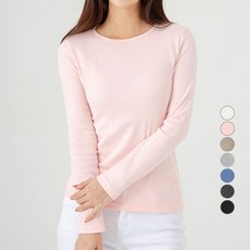 캐럿 여성용 데일리 슬림핏 긴팔 립 티셔츠