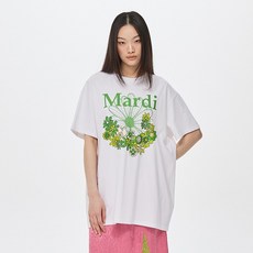 Mardi Mercredi 男女通用 花朵 JARDIN VVD 棉質T恤, 白綠色