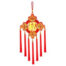 摩達客 春節開運招財小圓福錦鯉流蘇掛飾 新年居家裝飾 納福 增添年味, 紅色