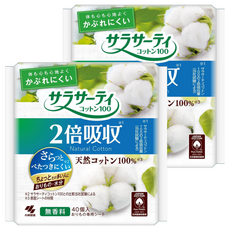 KOBAYASHI 小林製藥 棉花衛生棉 兩倍吸收 無香料, 40片, 2包, S