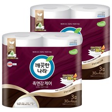 깨끗한나라 천연펄프 3겹 촉앤감 케어 고급롤화장지, 30m, 4개입, 2개