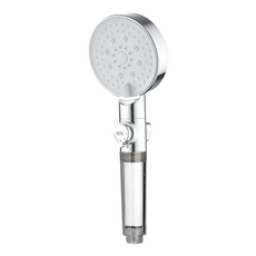 12公分超大面板一鍵控制淨水省水蓮蓬頭 五段出水 調整水量 沐浴 濾心 增壓 29 x 13 x 7cm, 銀色, 1個