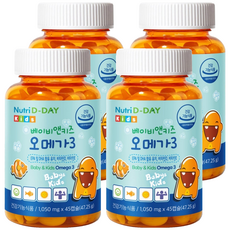 뉴트리디데이 베이비 앤 키즈 오메가3 츄어블 영양제, 45정, 4개