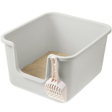 Tamsaa 基本款大容量貓砂盆 + 貓砂鏟套組, 1個, 灰色