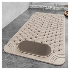 浴室廁所環保無毒淋浴去角質大吸盤防滑墊, TPE材質, 柔軟安全, 久踩不塌, 底部強力吸盤, 奶茶色, 36 x 70cm, 1個