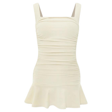 VikiniVender Reverence 抓皺裙式連身泳衣, 奶油色
