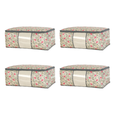 E.City 火烈鳥棉被衣物行李搬家收納袋 防潑水牛津布材質 透明視窗設計, 4個, 1組