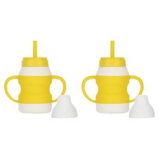 맘스트리 마시멜로 실리콘 빨대컵, 망고, 2개, 180ml