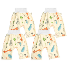 OhBabyLying 寶寶高腰防水隔尿褲 - 型號-6 長頸鹿動物園 表層100%純棉 內層77.1% 縲縈(竹纖維) 22.9%聚酯纖維, M, 4個