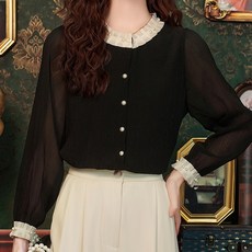 POPLARNC 女款酸性珠飾雪紡襯衫 P25FBL071720