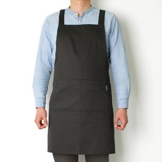 LAMIA STELLA 厚實H型咖啡廳吧台師圍裙 L, 炭灰色, 1個