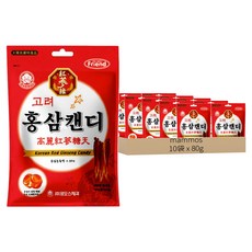 mAmmos 高麗紅蔘糖 韓國代表紅蔘糖果 紅蔘香氣濃郁 口感清新, 80g, 10袋