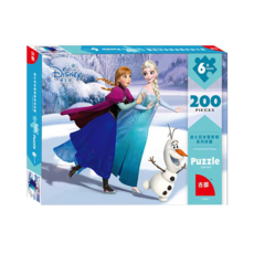 Disney 迪士尼 兒童拼圖 200片 迪士尼新款幼兒童200片紙盒平面拼圖 兒童玩具 益智玩具 學習拼圖冰雪奇緣 1913, 1入