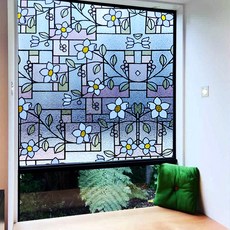 생활가꿈 열차단 무점착 유리창 컬러 시트지, 플로럴