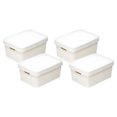 Sense 2030蓋子籃子收納盒, 象牙, 4個
