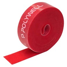 POLYWELL 寶利威爾 魔鬼氈束線帶 PW15-T65-0719 2 x 300cm 紅色, 1捲