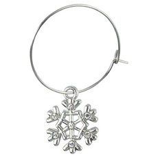 미소로운 크리스마스 할로윈 와인잔 링, 실버눈꽃, 1개