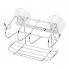 DAY&DAY 日日家居 海綿架 ST3201 #304不鏽鋼 W155*D73*H87MM 附吸盤螺絲, 銀色 + 透明色, 1個