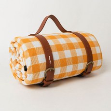 Market Plan 皮革綁帶野餐墊, 黃色格紋