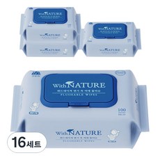 With Nature 可沖入馬桶免治濕紙巾, 16個, 100張, 70g