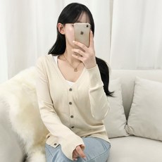 피어니스트 여성용 봄 단추 기본 가디건