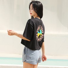 TUBE TREE 女款半短版寬鬆短袖防磨衣上衣+下身套裝 BE8232