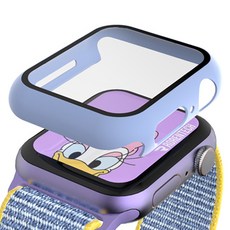 로랜텍 애플워치 호환 풀커버 강화유리 액정보호 케이스, 퍼플, 1개