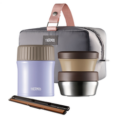 THERMOS 膳魔師 保溫便當盒5件組 TKLG-1000, 甜薰衣草紫, 1組