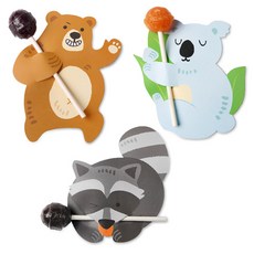 indi.k 動物棒棒糖紙卡3款 120入組, 混合顏色, 1套