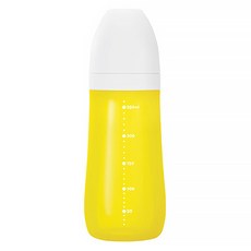 sillymann 100%鉑金矽膠奶瓶-260ml，如媽媽乳房的柔軟觸感，安全無毒，耐高溫, 首爾黃, 1個