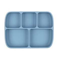 2deco 矽膠吸盤分格餐盤, 藍色, 單品