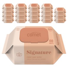 코멧 저자극 시그니처 아기물티슈 엠보싱 캡형 더마테스트 인증, 55g, 100매, 20개