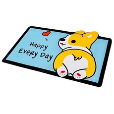 矽藻土軟地墊 加厚款 方形, 柯基HAPPY 藍色, 1個